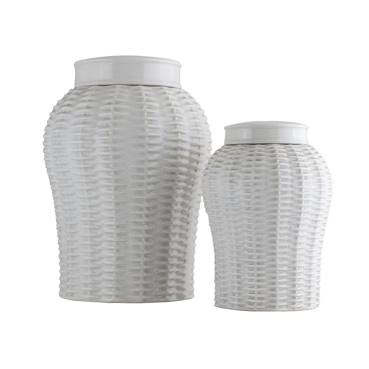 Warp & Weft White Ceramic Ginger Jar