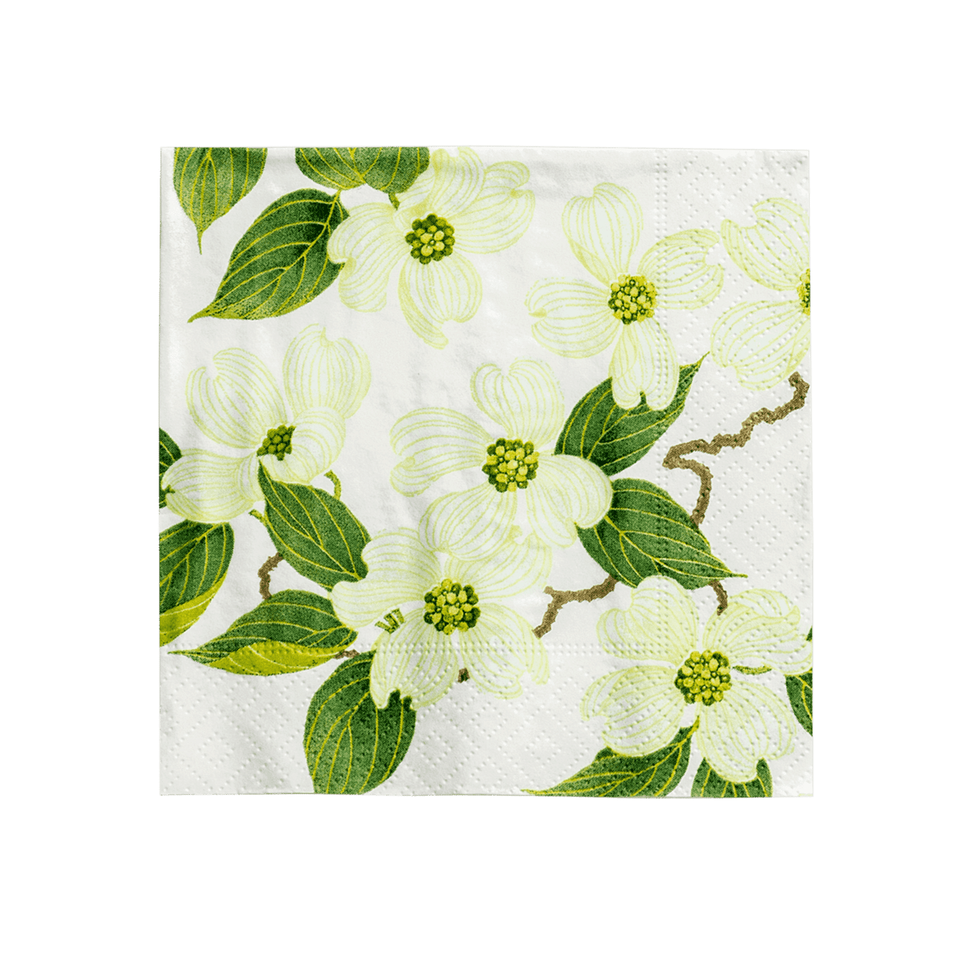 White Blossom Cocktail Napkins, Set of 20