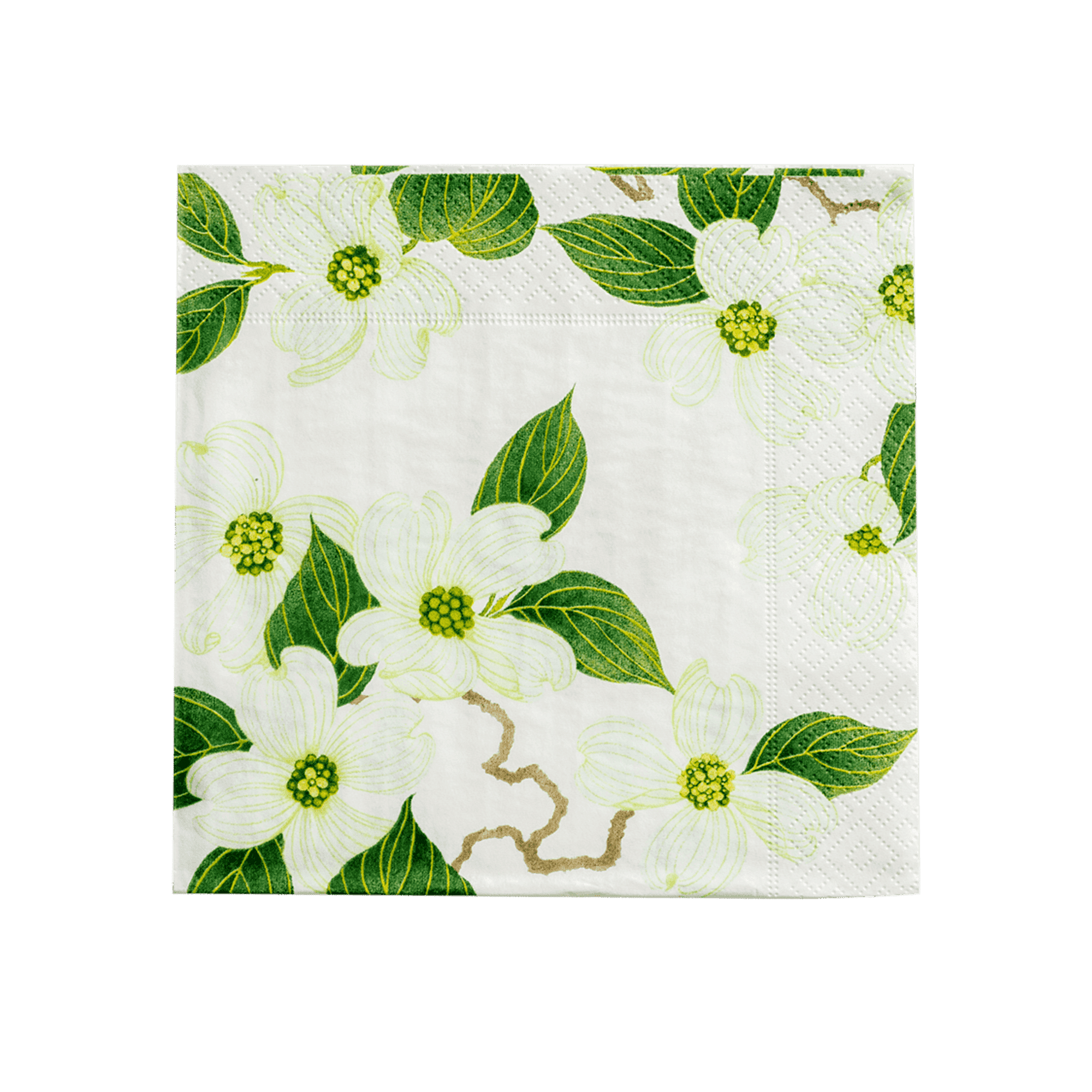 White Blossom Cocktail Napkins, Set of 20