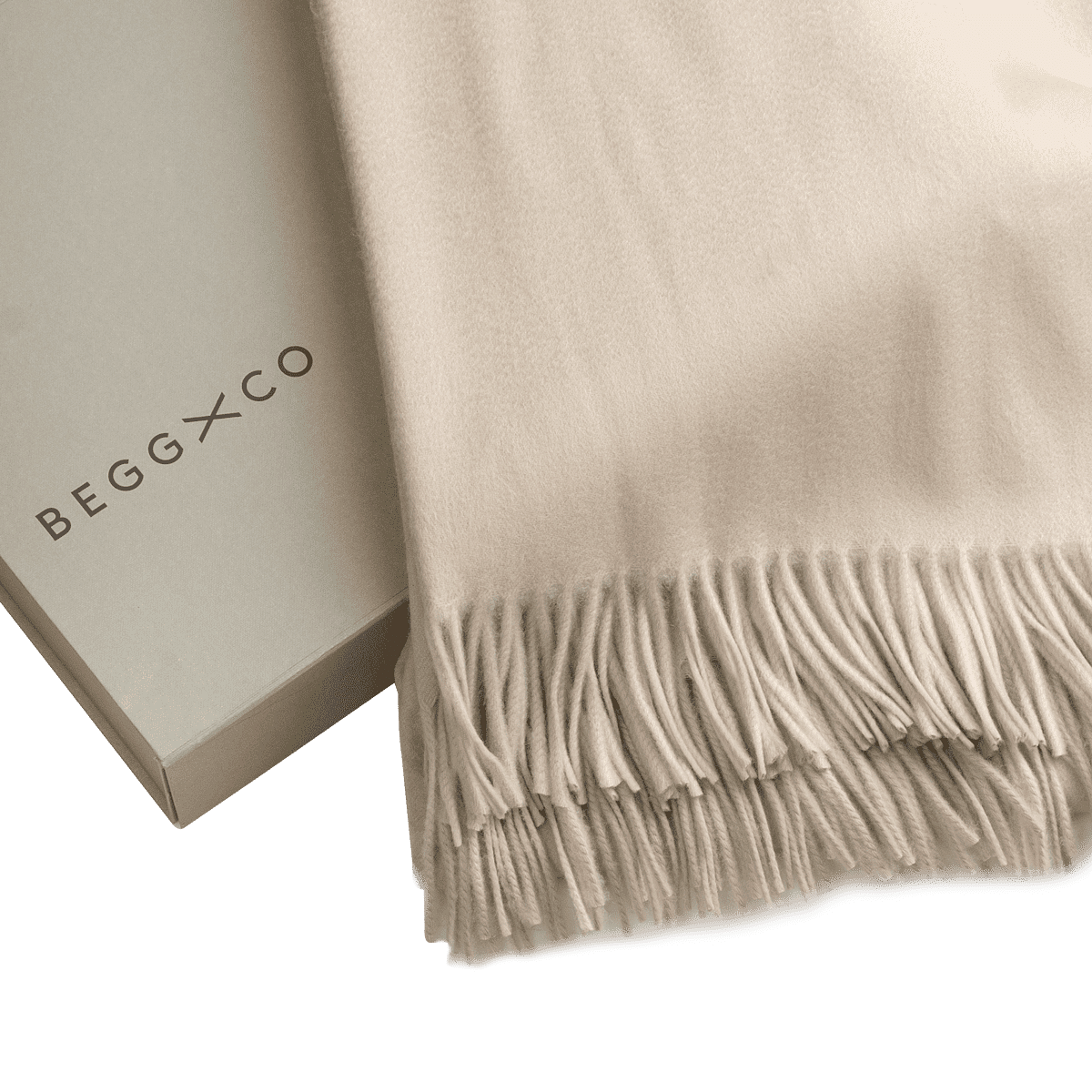Arran Cream 100% Cashmere Throw Blanket