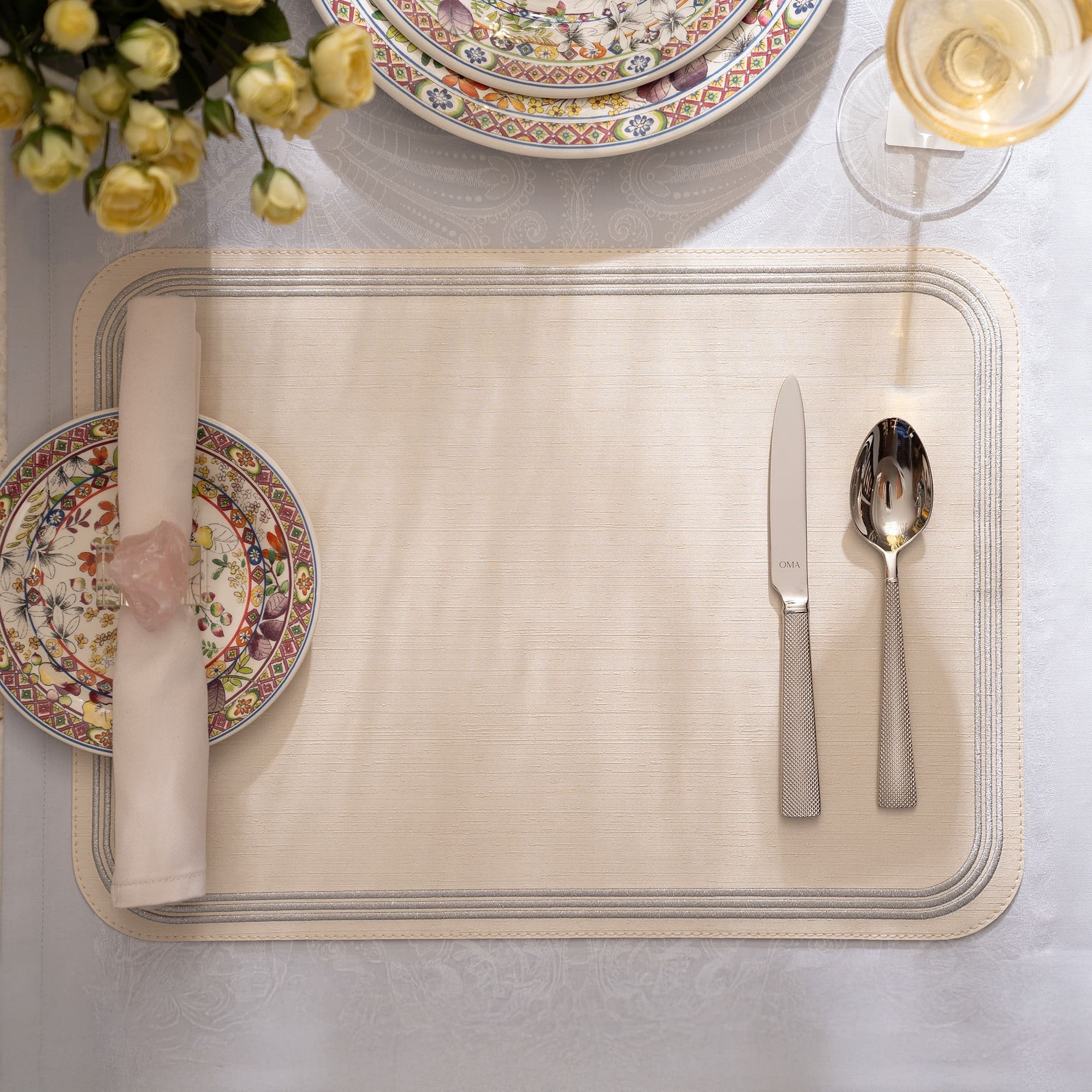 Silk 3 Lines Embroided Placemat