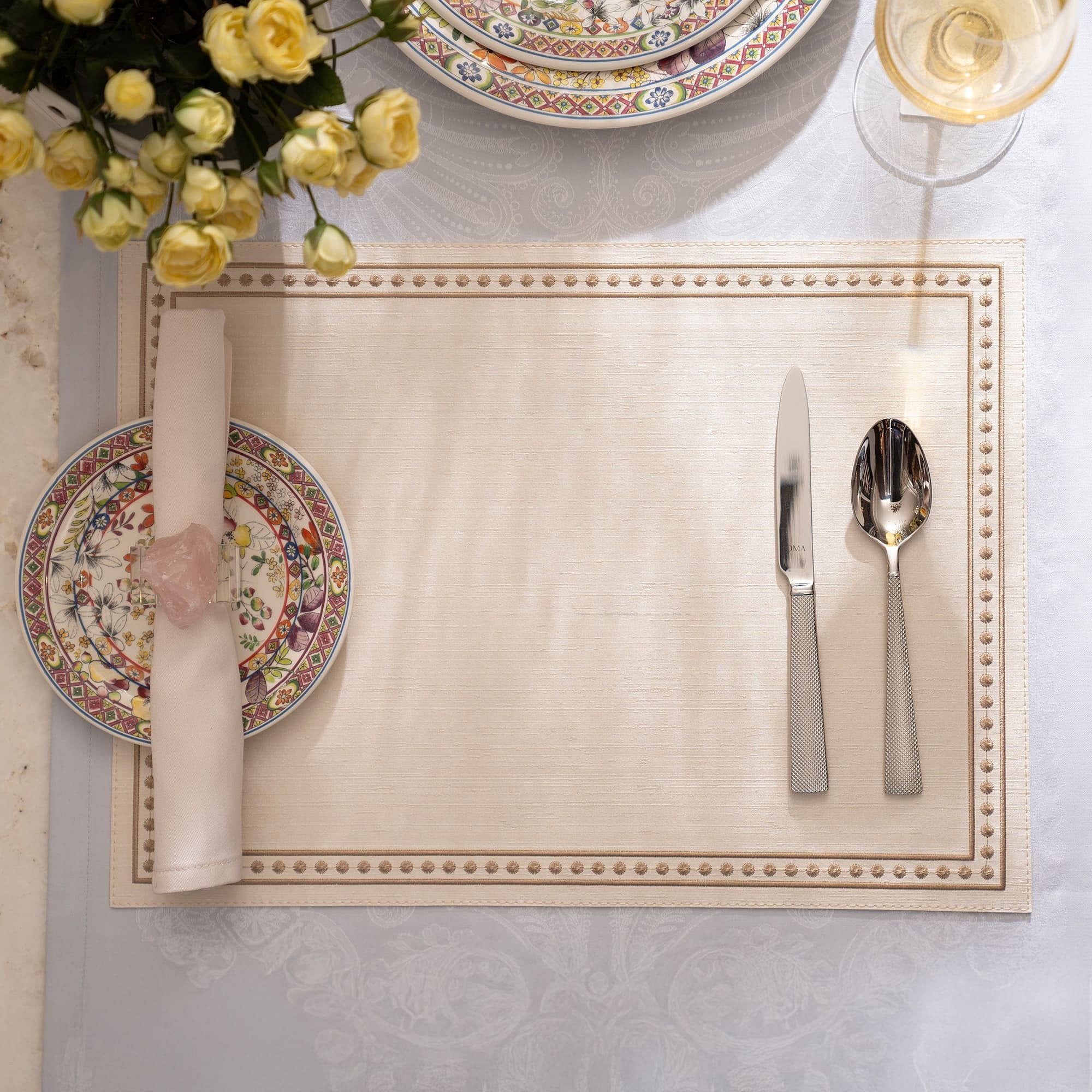 Silk Line Dot Embroided Placemat