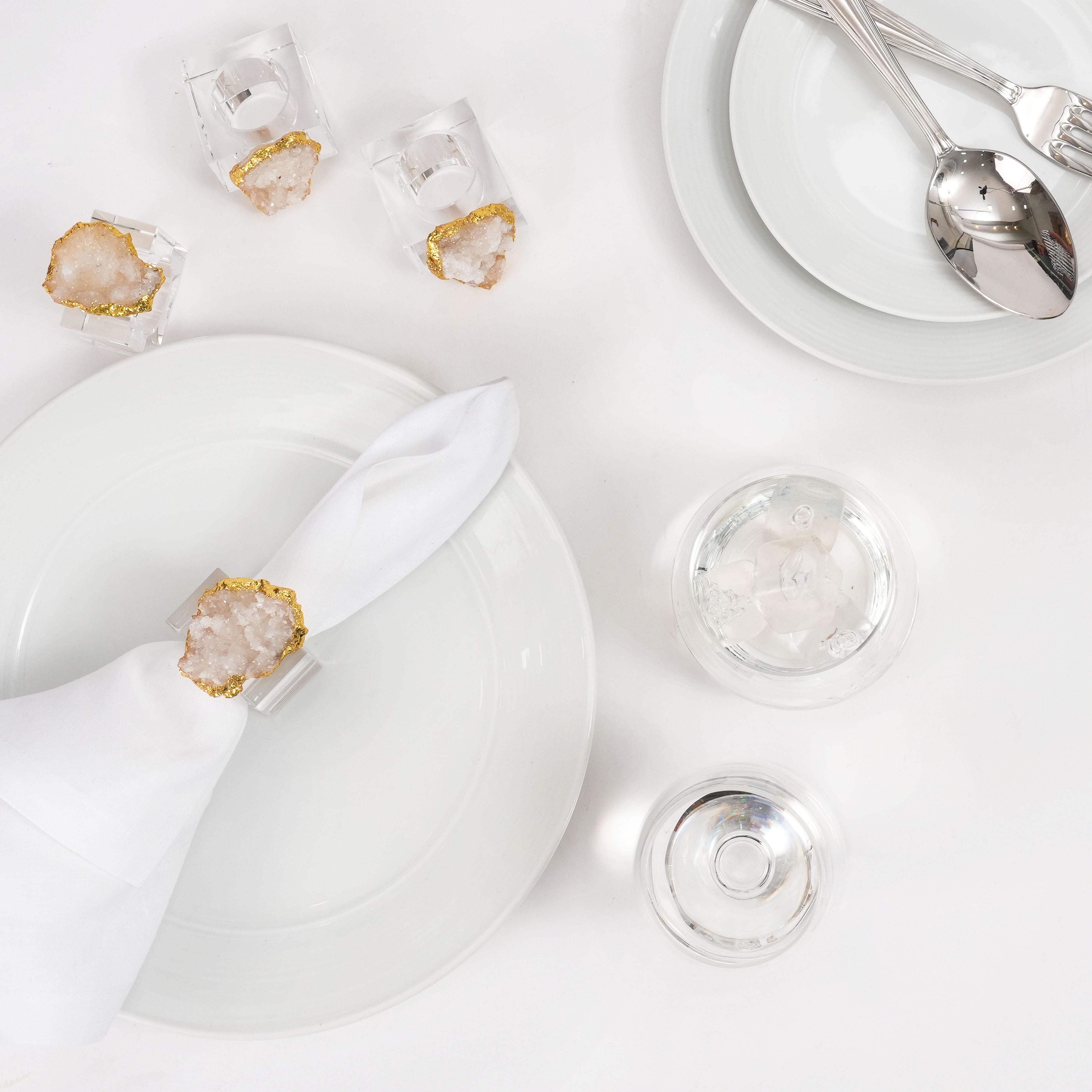 Crystaluxe Napkin Ring Rose Quartz S/4