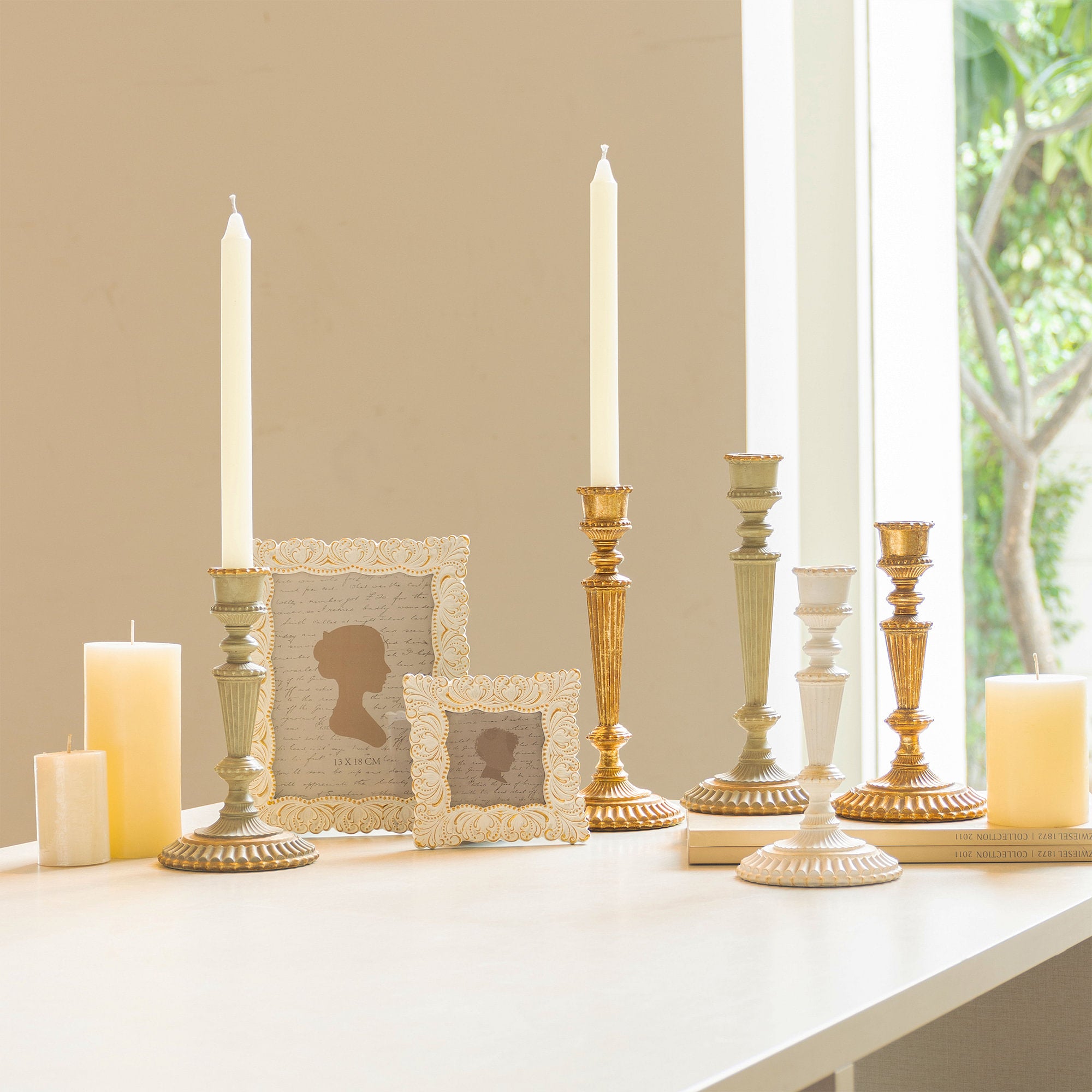 Trastevere Taper Candle Holder Ivory S/2