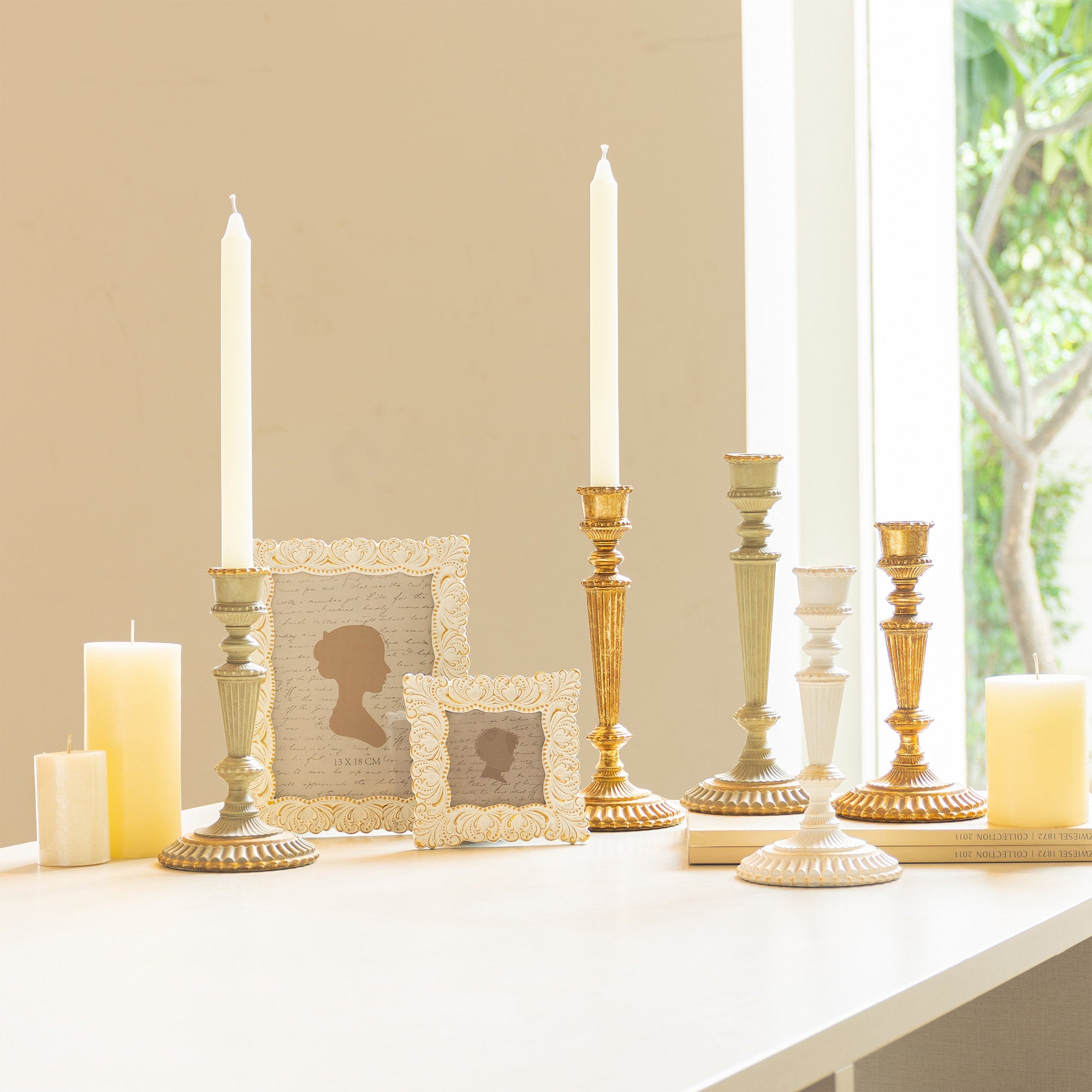 Trastevere Taper Candle Holder Ivory S/2