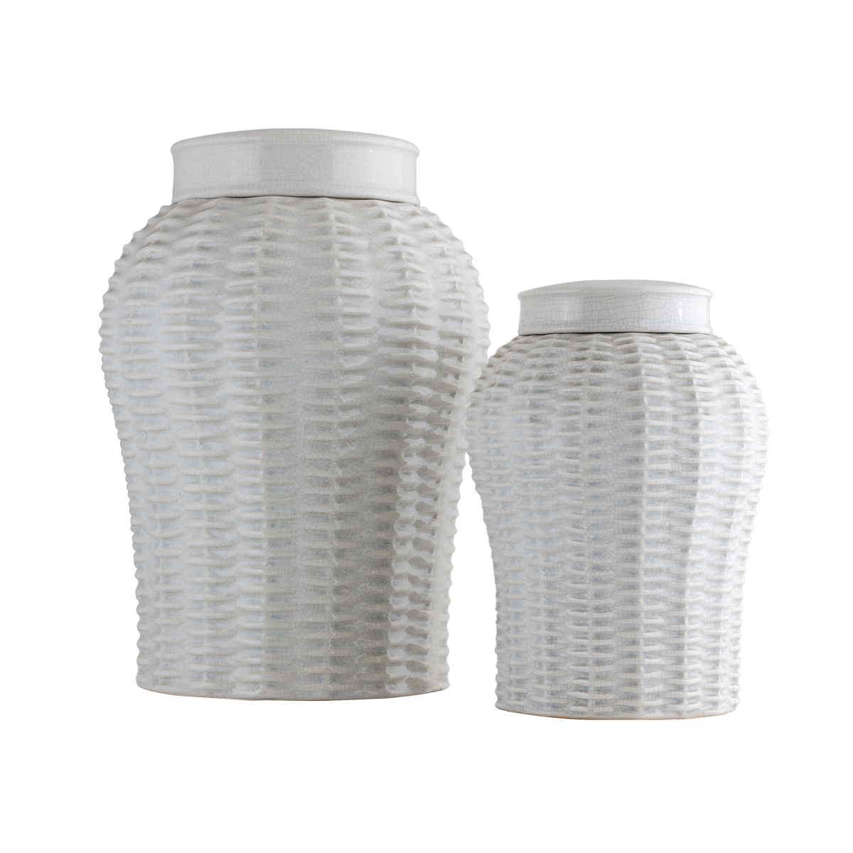Warp & Weft White Ceramic Ginger Jar